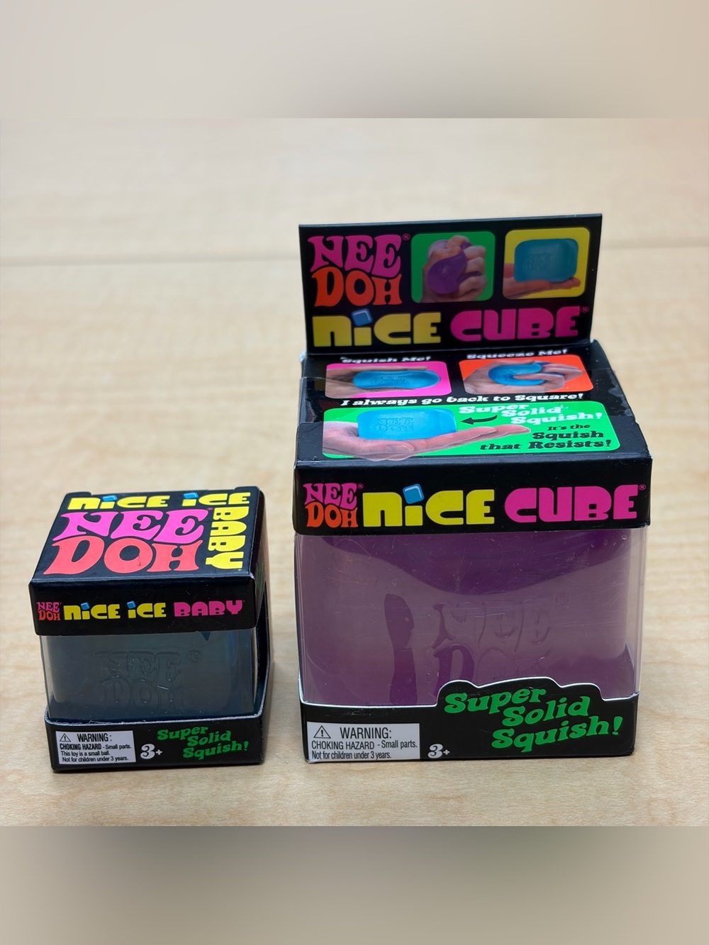 Lot of 2: Blue Needoh Nice Cube Super Solid Squish! Needoh Nice Ice Baby New